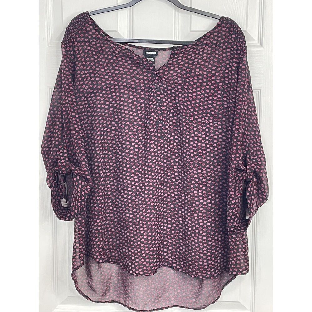 Torrid Women's Sheer V-Neck Blouse 2X Boho Fairy Sheer